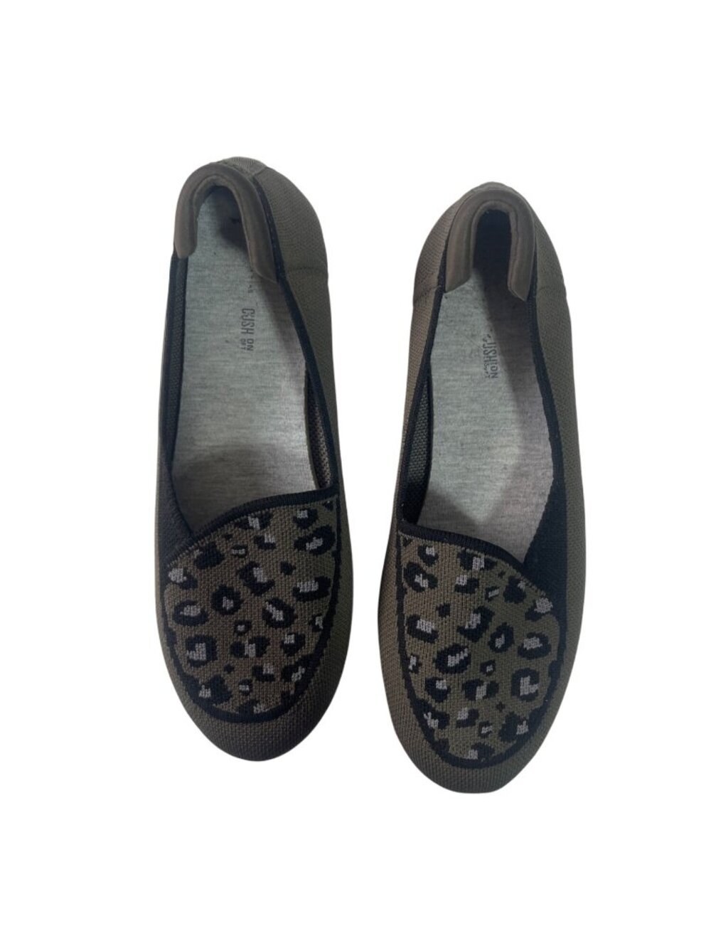 Clarks Cloud Steppers Leopard Print Slip On Shoes Womens 9M Green Black Flats